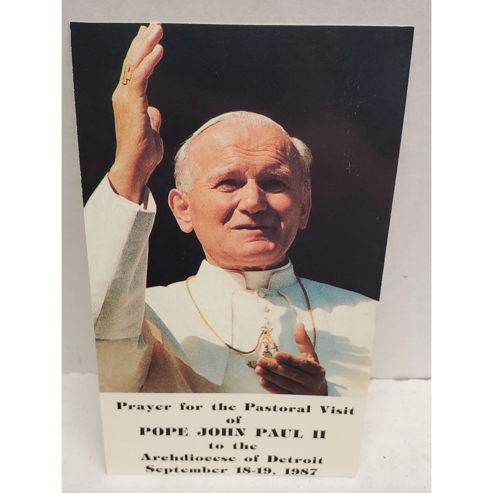 Prayer Card for Pope John Paul II Detroit Visit - Sept. 18-19, 1987